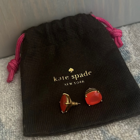 Kate Spade hot pink and gold stud earrings